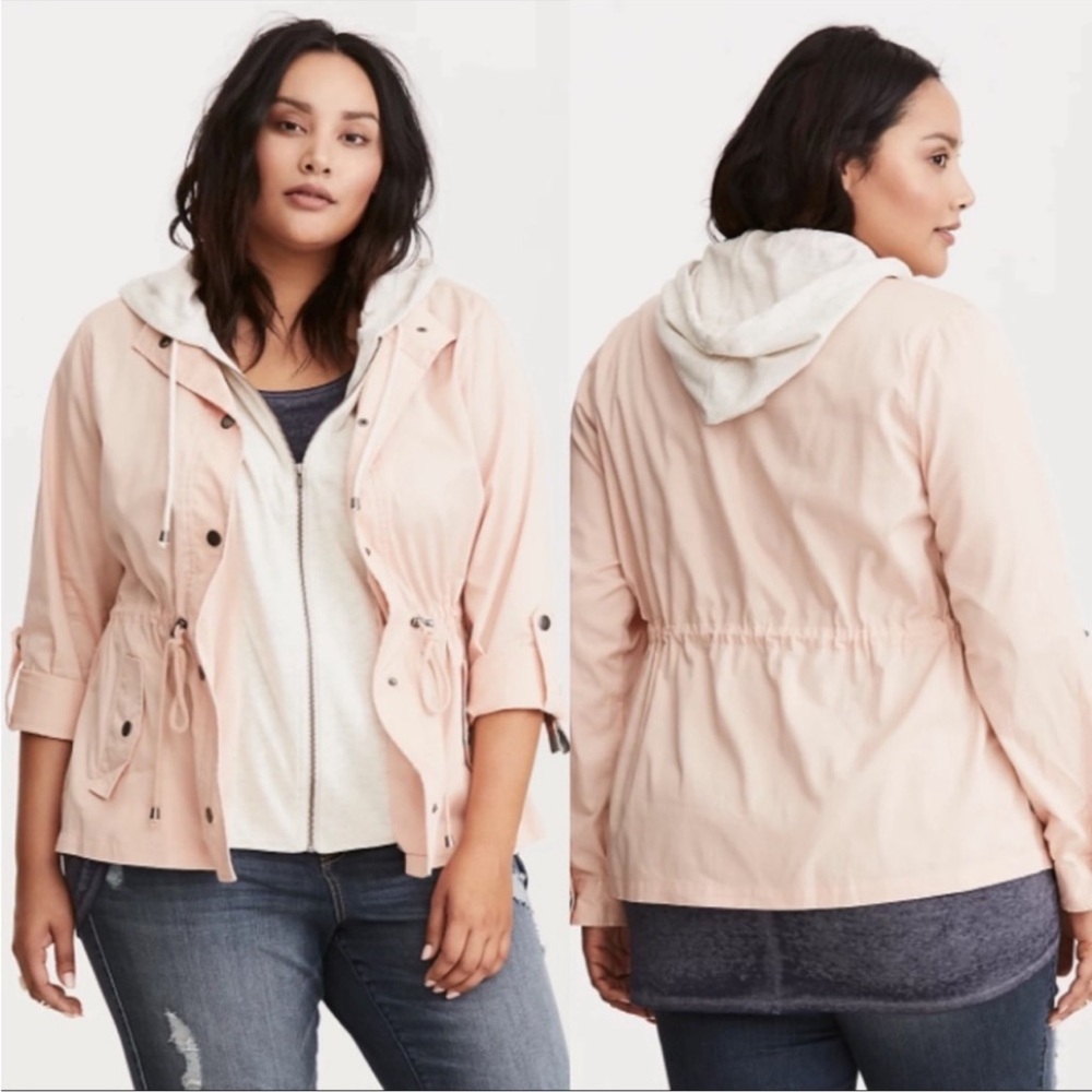 Torrid Twill Jersey Hood Anorak Jacket Coat Blush Size 3X